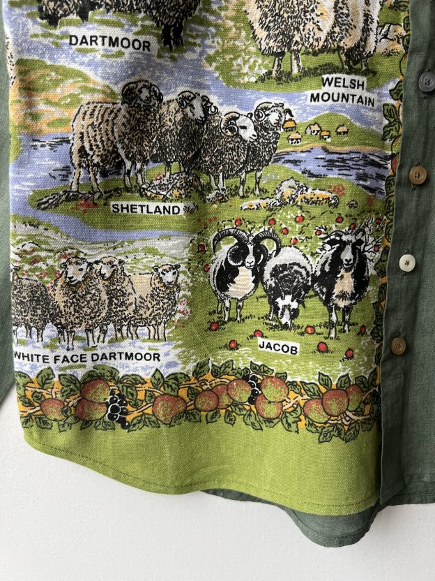 Sheep Breeds Vintage Patchwork Cotton Linen Long Sleeve Shirt