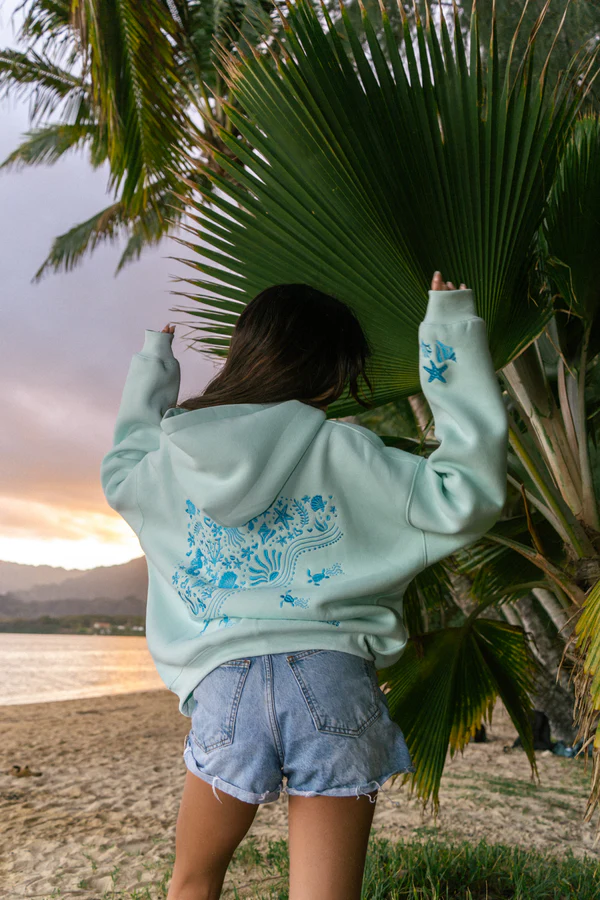 Beach Ocean Embroidered Hoodie