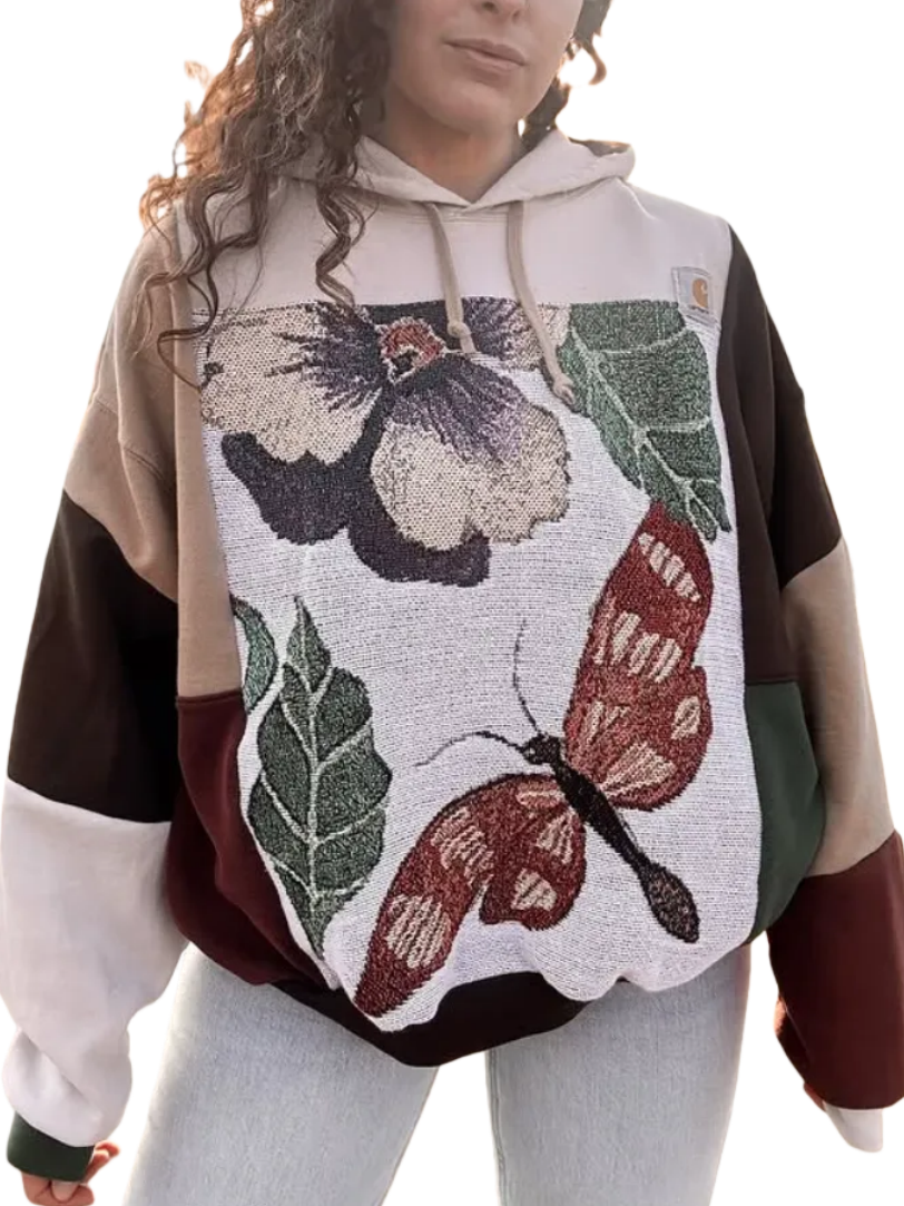​​Nature-Inspired Artistry: Patchwork Hoodie​​