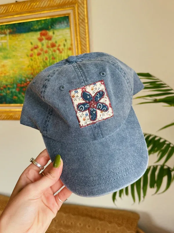 Navy Patchwork Hat