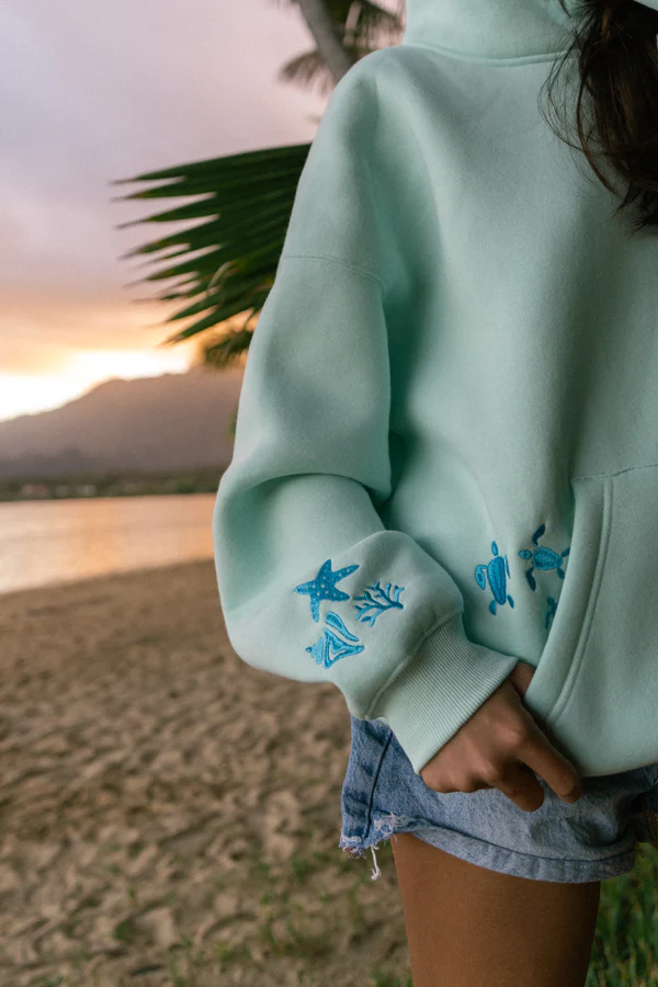 Beach Ocean Embroidered Hoodie