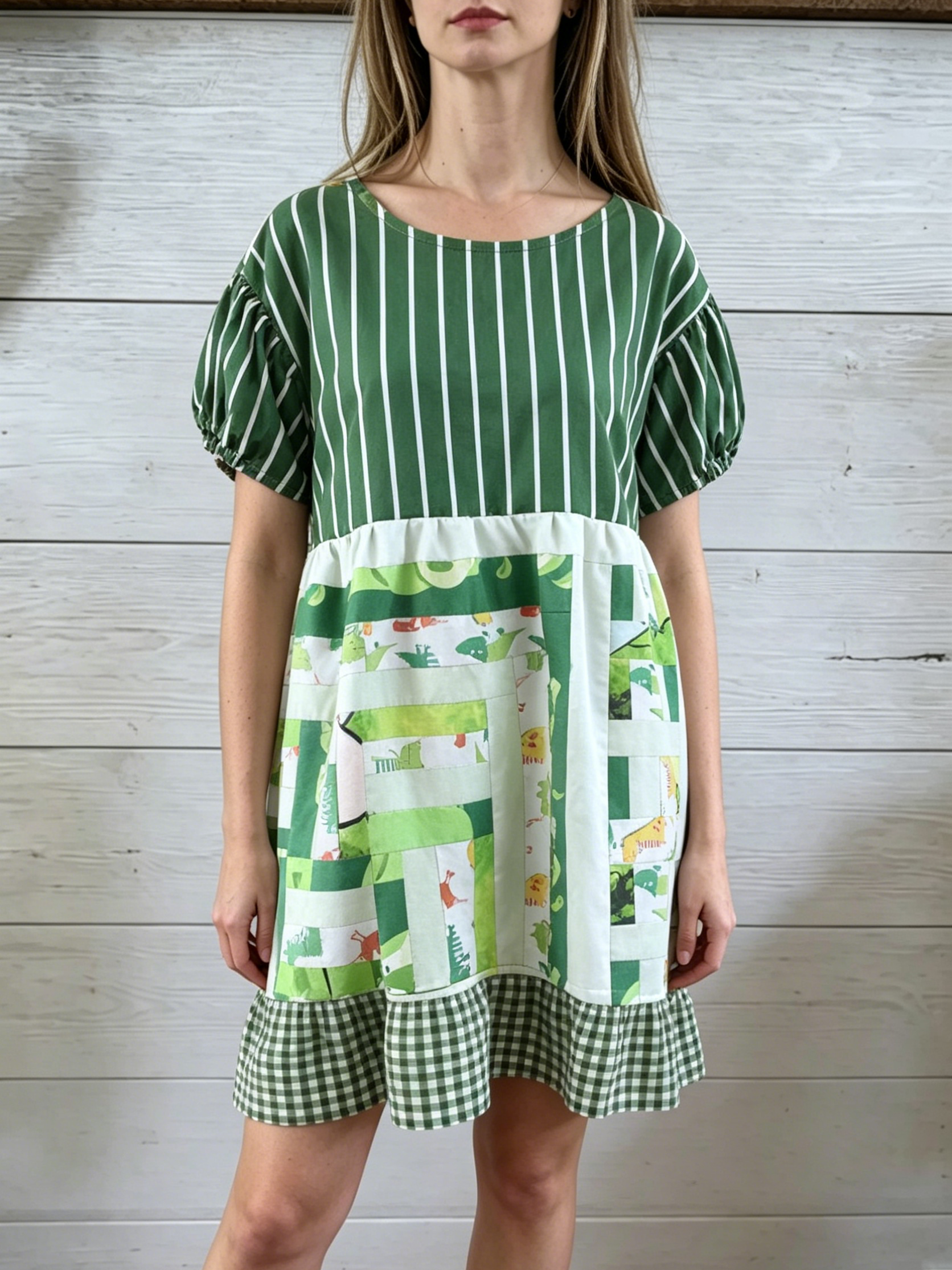 Green Stripe Patchwork Dress