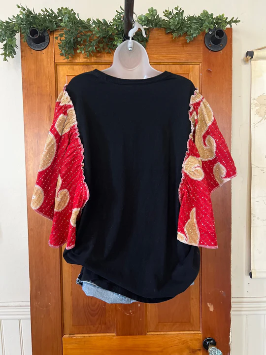 The Notorious B I G butterfly sleeves kantha tee