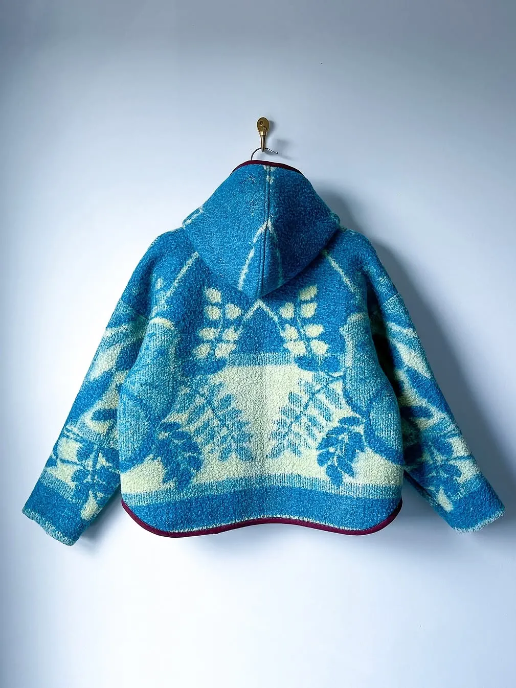 Vintage Floral Jacquard Fleece Hooded Jacket