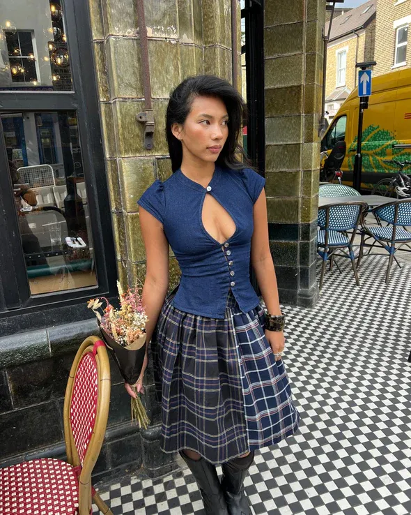 The Paulina Top in Indigo Denim