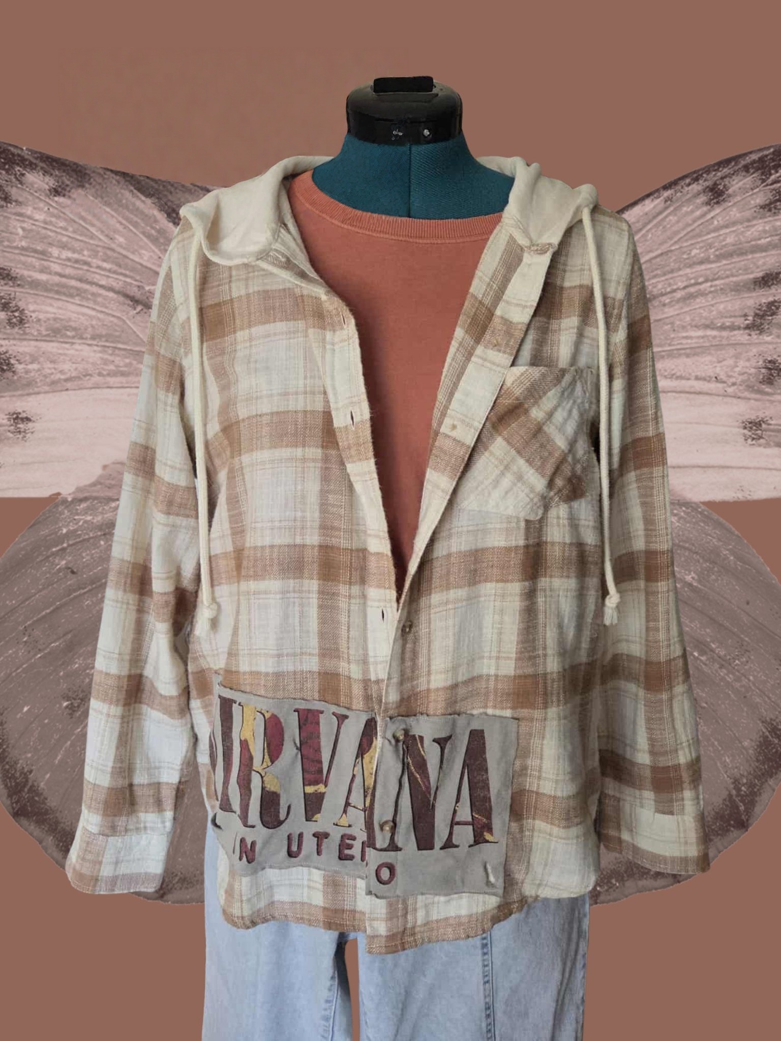 Vintage Nirvana Hooded Flannel Shirt