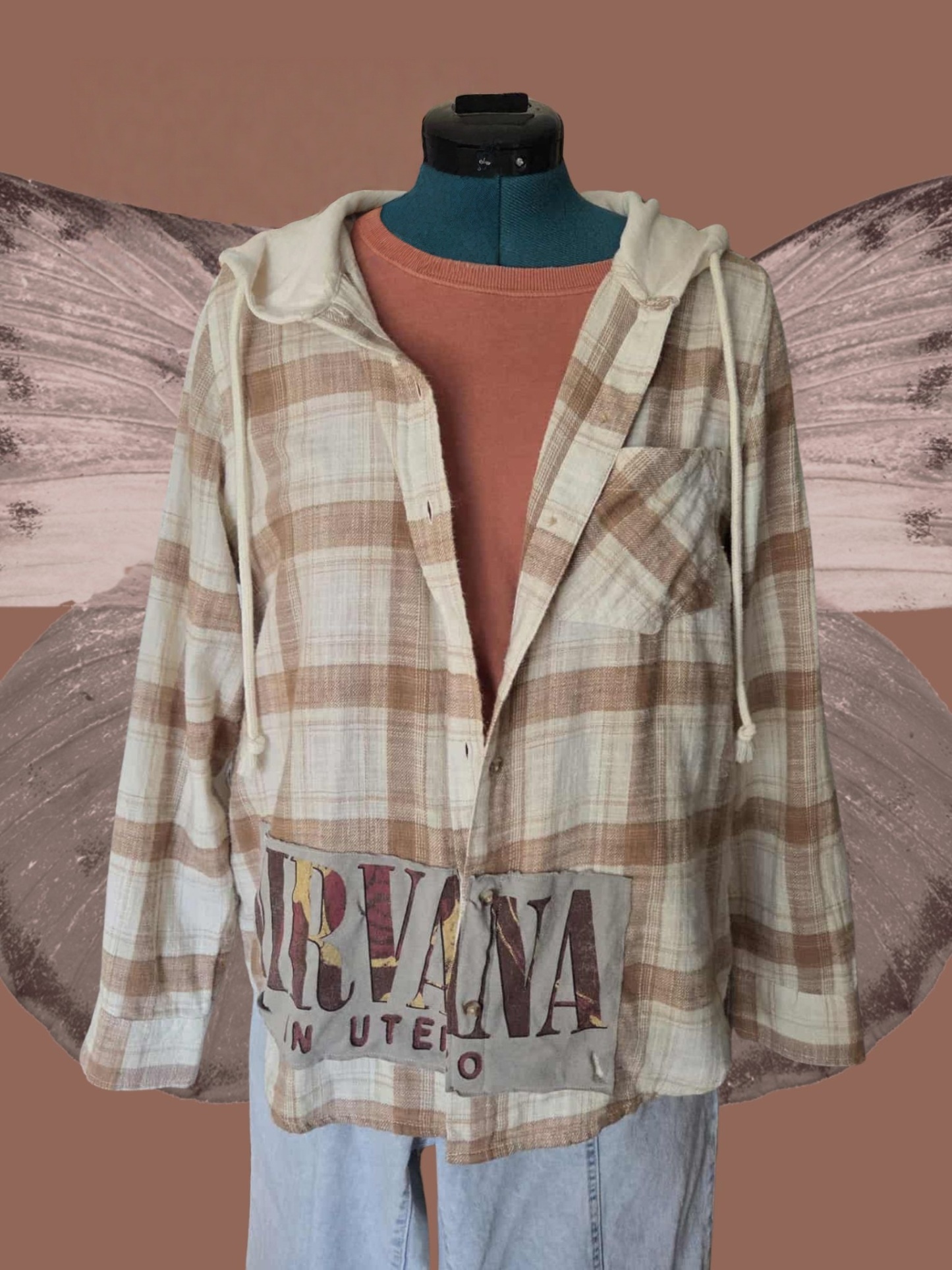 Vintage Nirvana Hooded Flannel Shirt