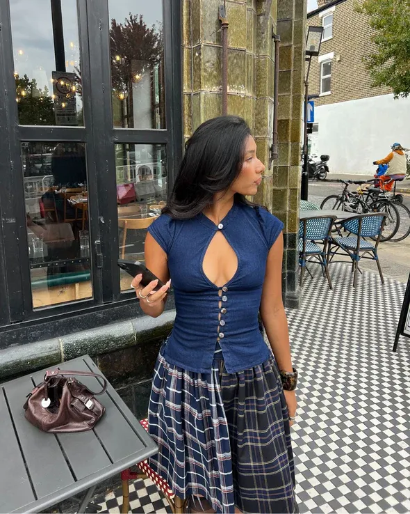 The Paulina Top in Indigo Denim