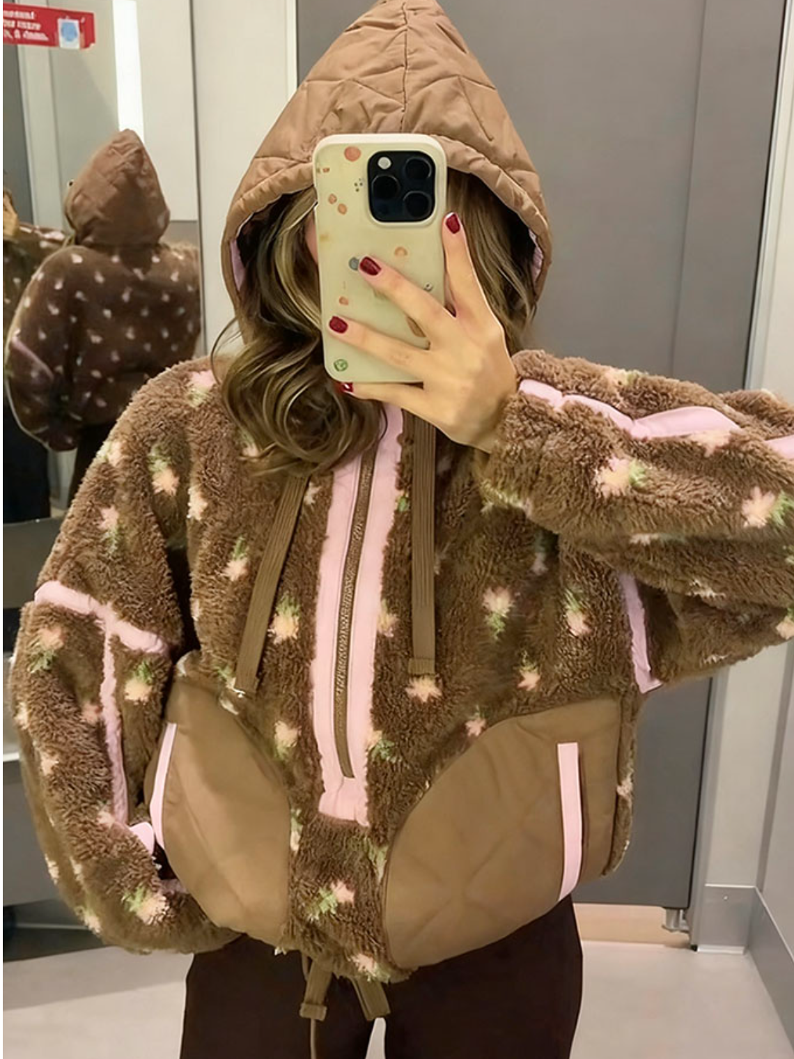 Fleece hooded jacket