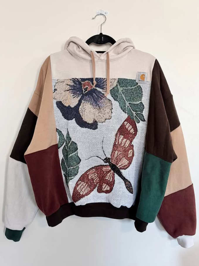 ​​Nature-Inspired Artistry: Patchwork Hoodie​​