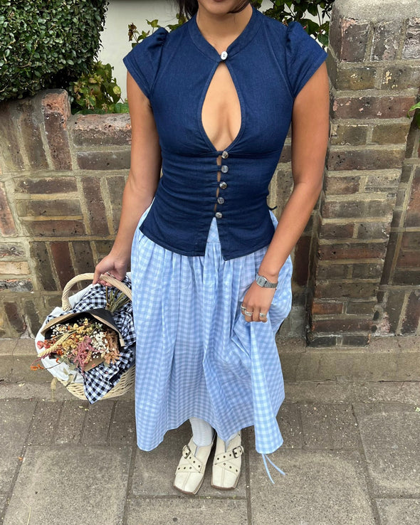 The Paulina Top in Indigo Denim