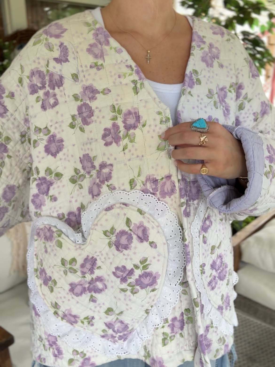 Women's Purple Floral Quilted Jacket
