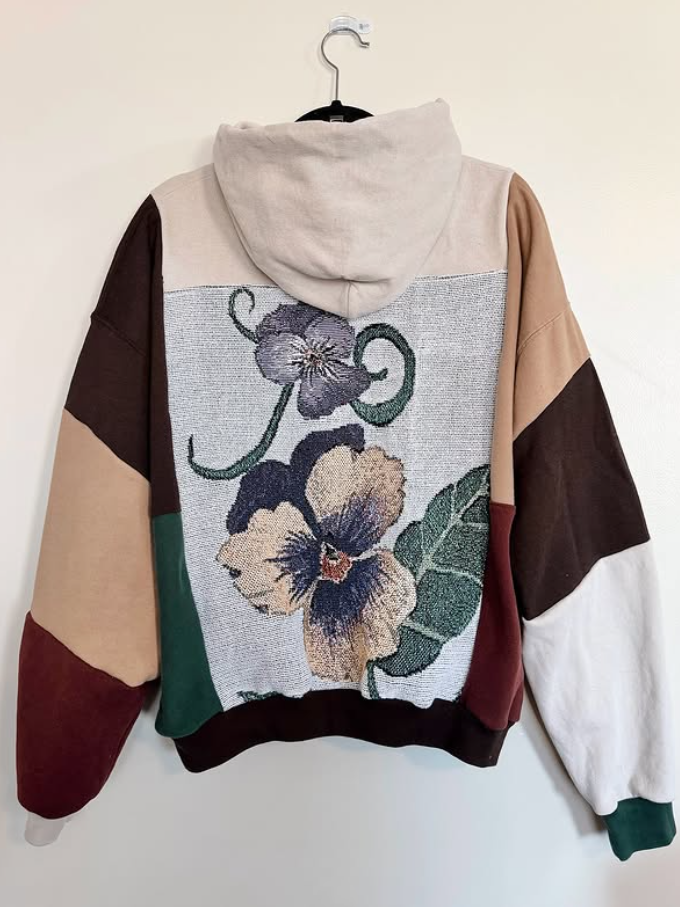 ​​Nature-Inspired Artistry: Patchwork Hoodie​​