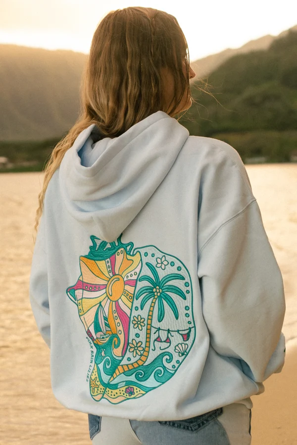 Tropical Beach Conch Shell Graphic Hoodie