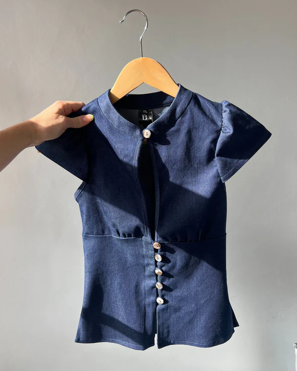 The Paulina Top in Indigo Denim