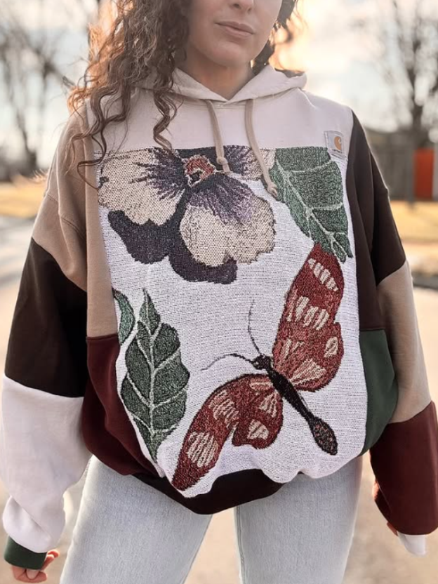 ​​Nature-Inspired Artistry: Patchwork Hoodie​​