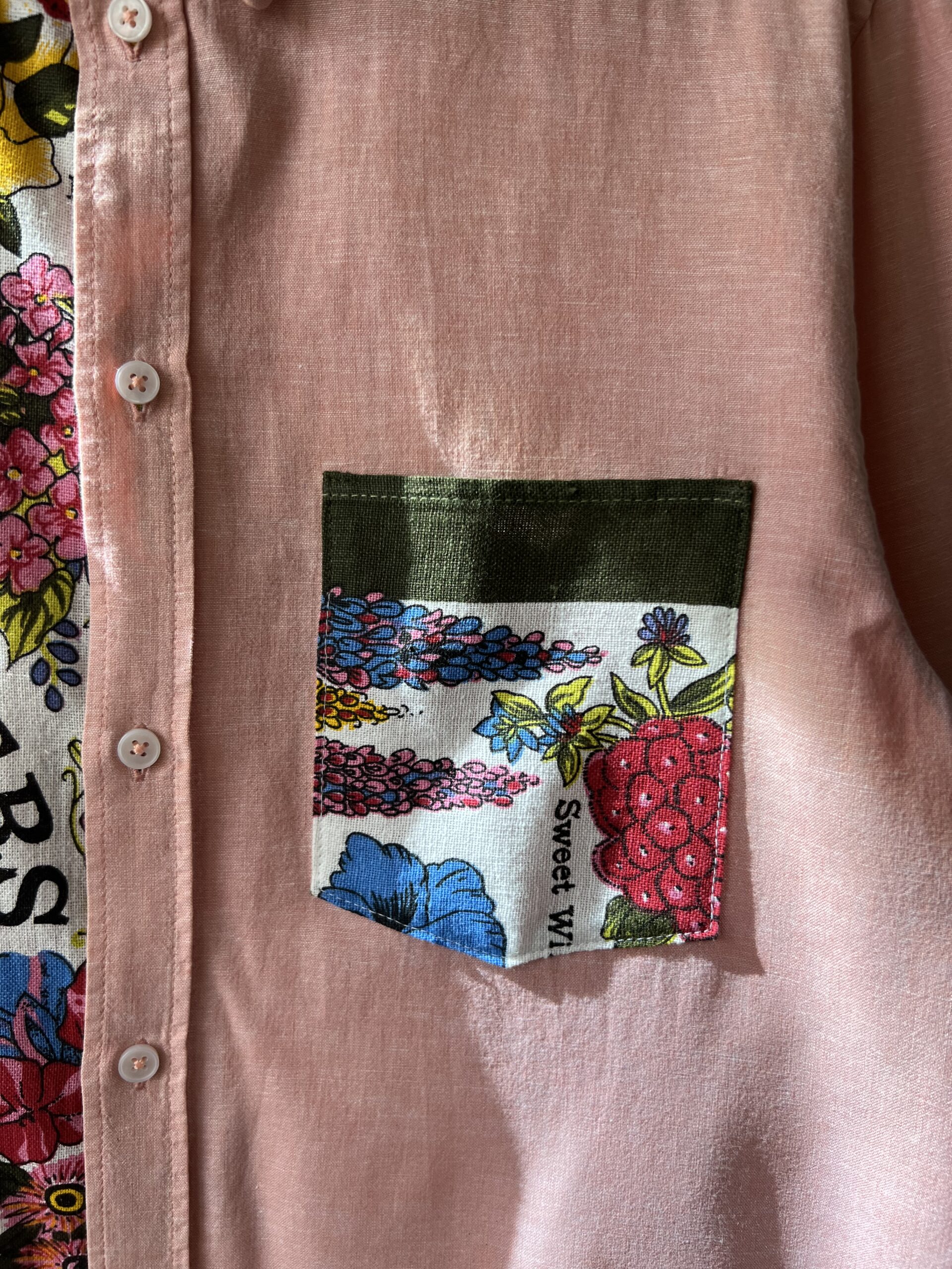 Garden Floral Patchwork Cotton Linen Long Sleeve Shirt