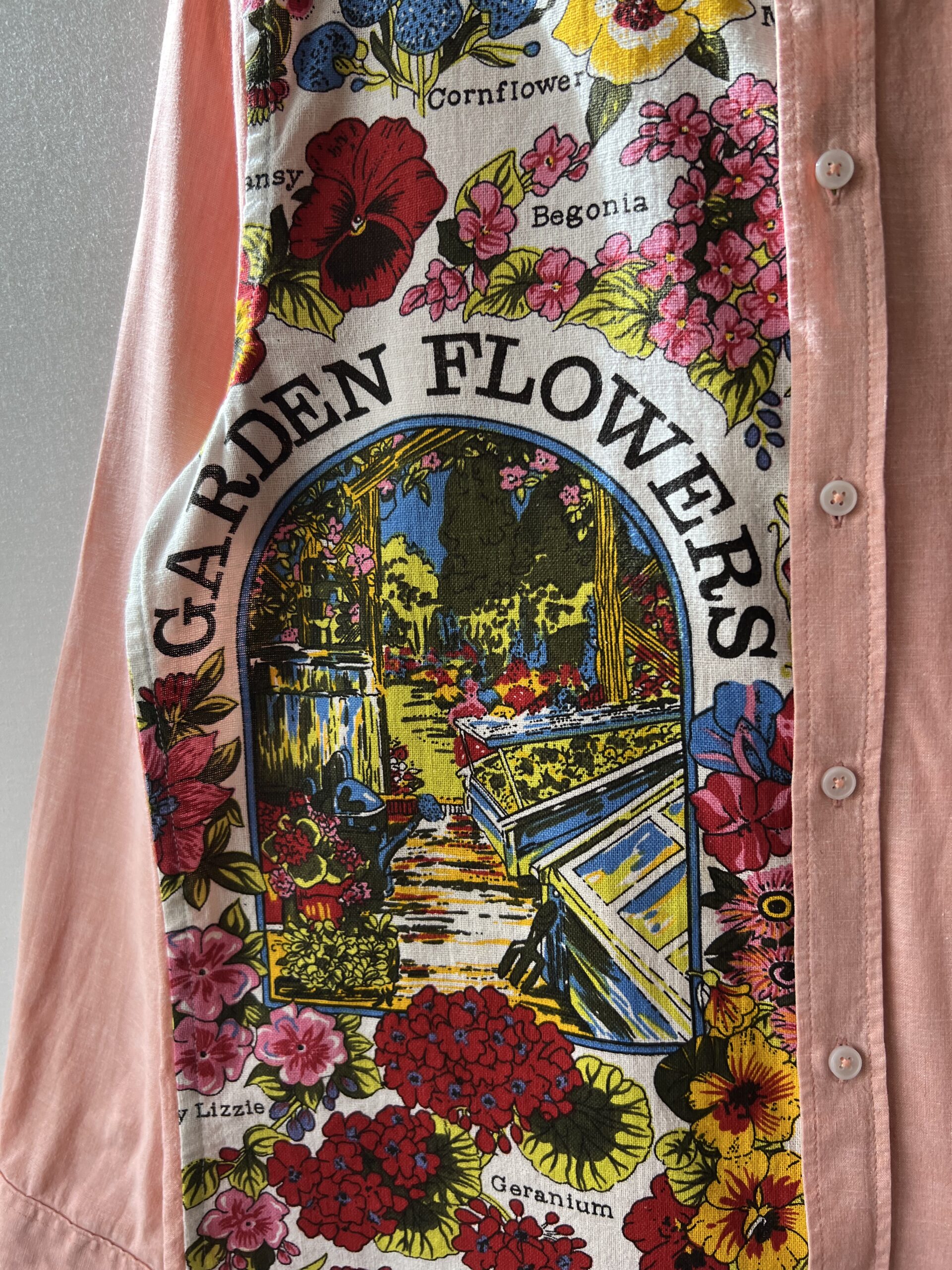 Garden Floral Patchwork Cotton Linen Long Sleeve Shirt