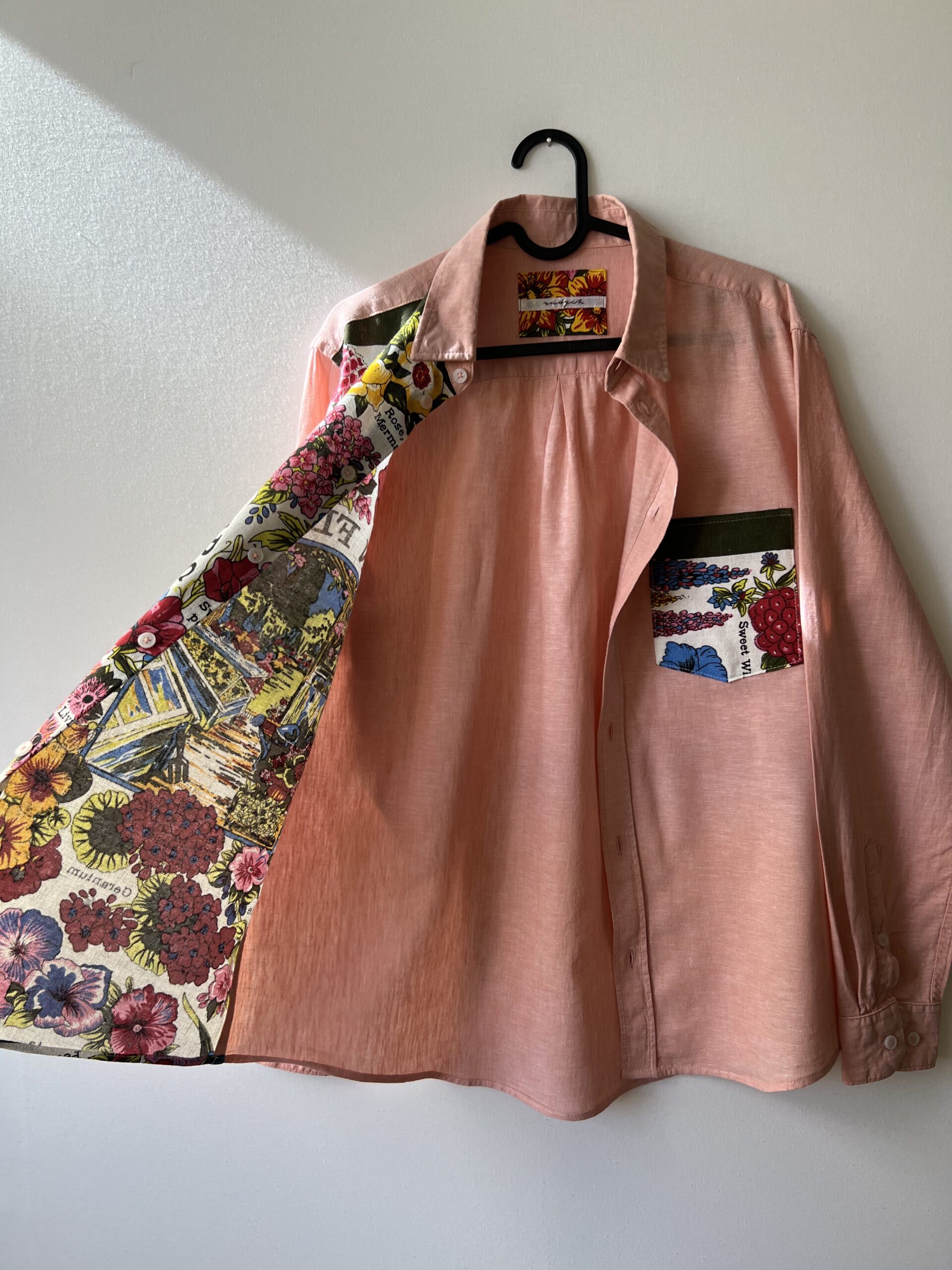 Garden Floral Patchwork Cotton Linen Long Sleeve Shirt