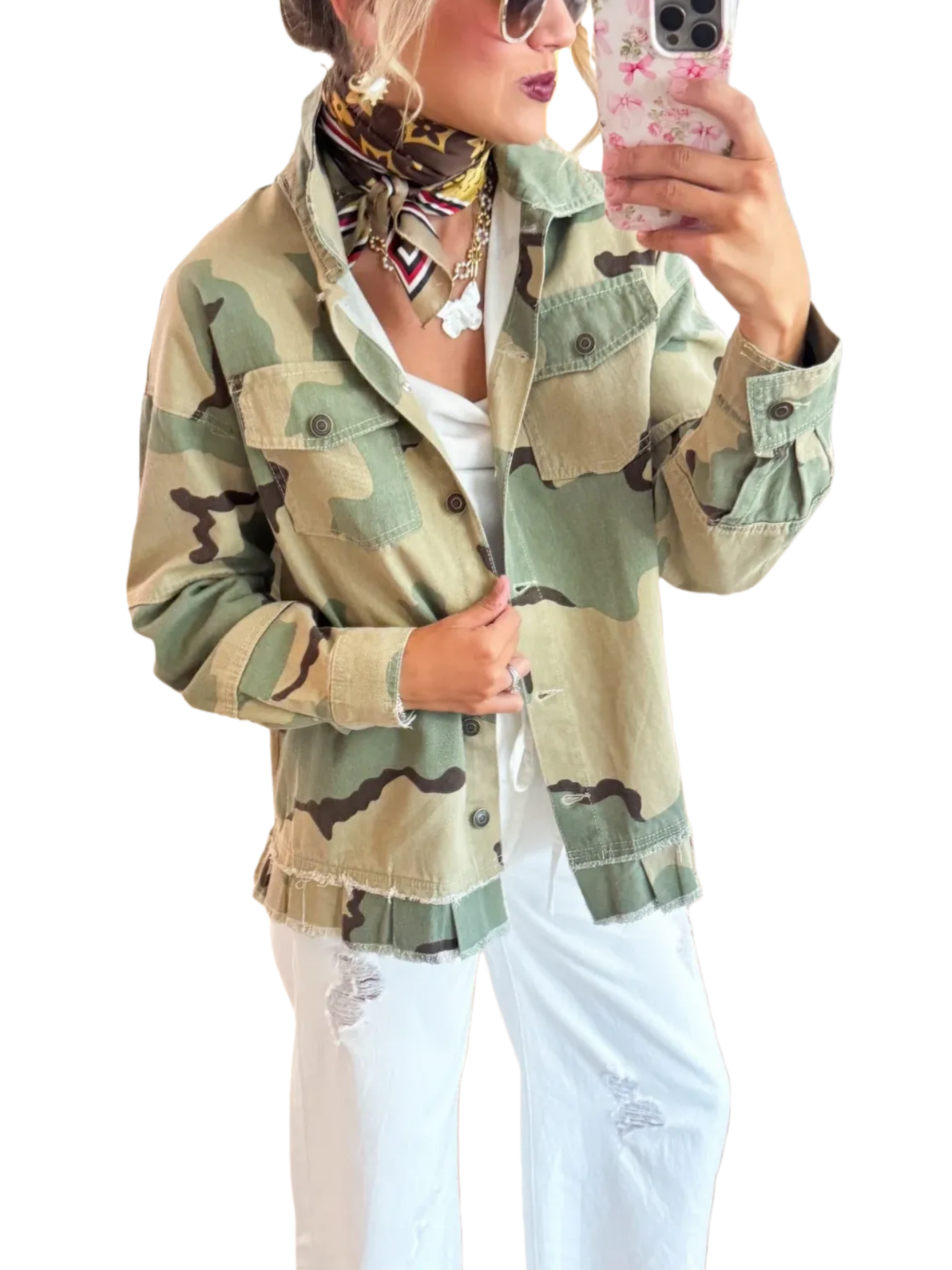 Camo Peace Patch Denim Jacket