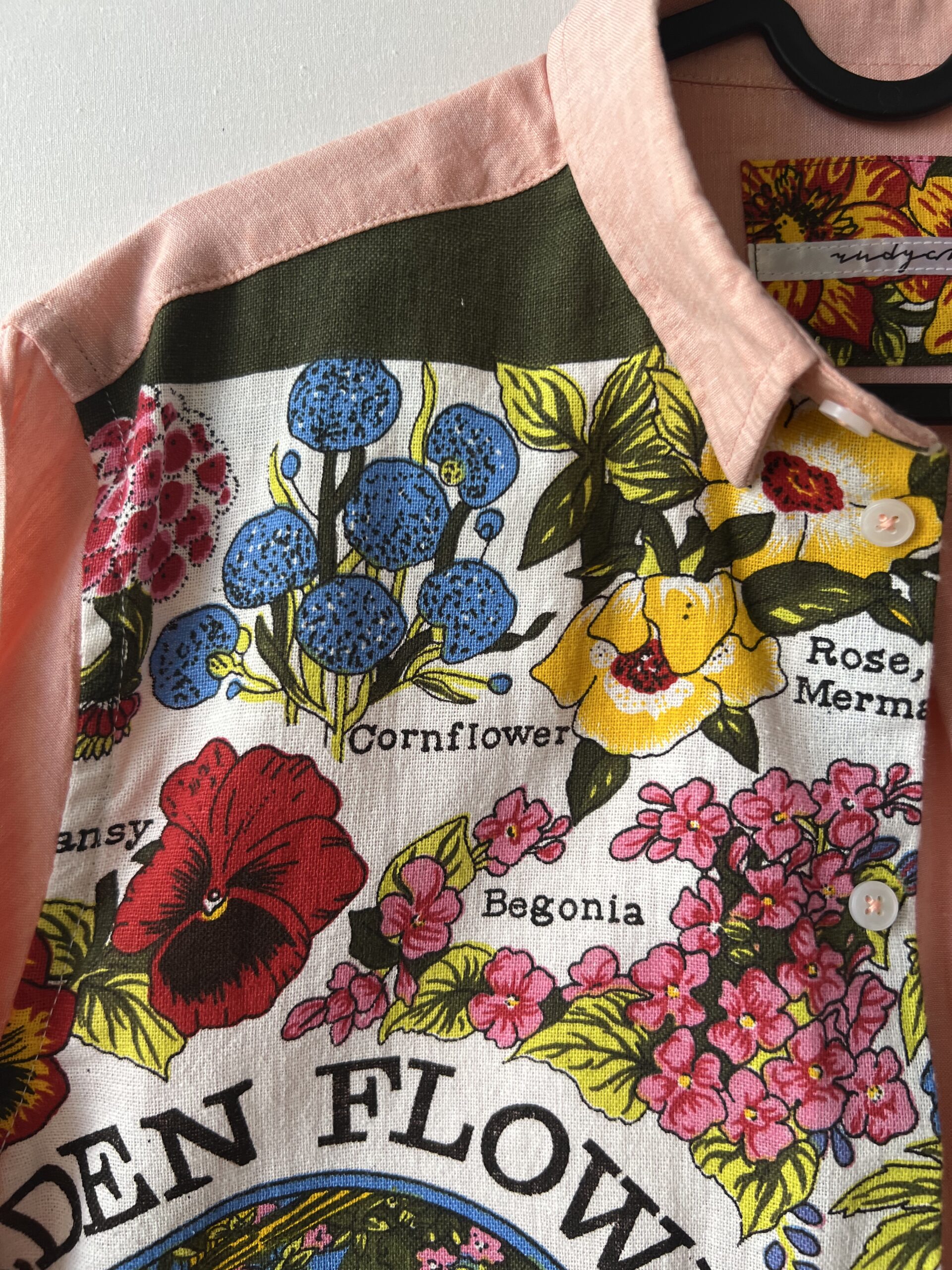 Garden Floral Patchwork Cotton Linen Long Sleeve Shirt