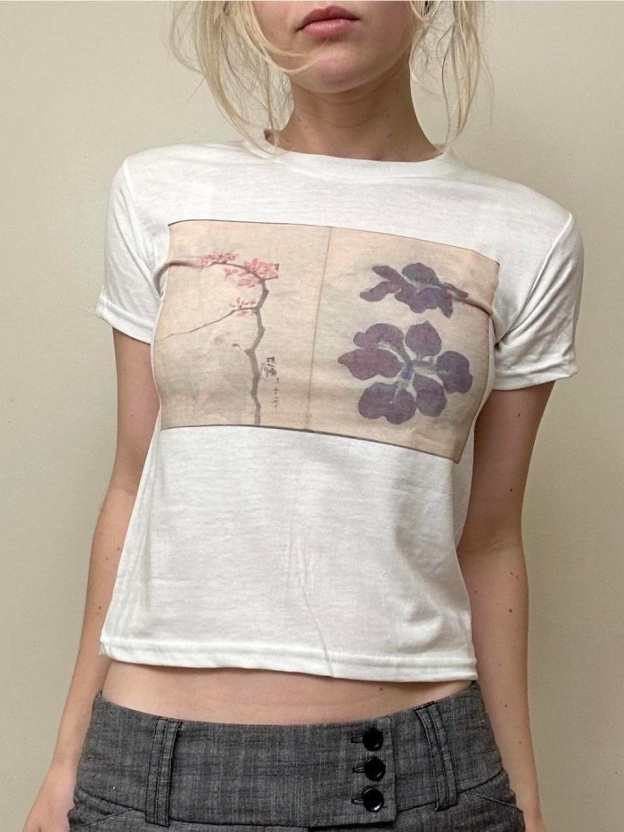 Women's White and Grey T-shirt