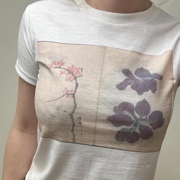 Women's White and Grey T-shirt