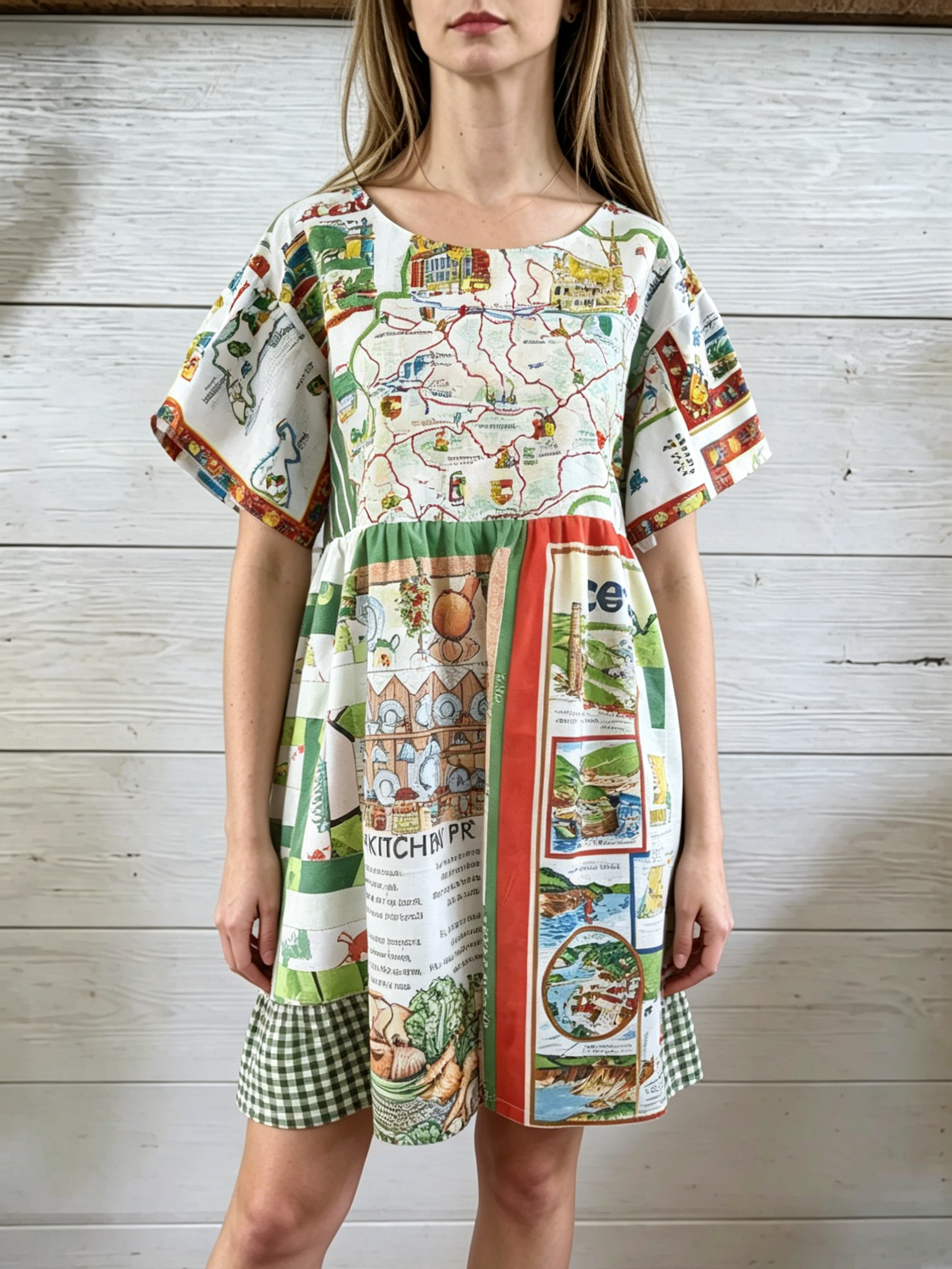 World Map Patchwork Dress
