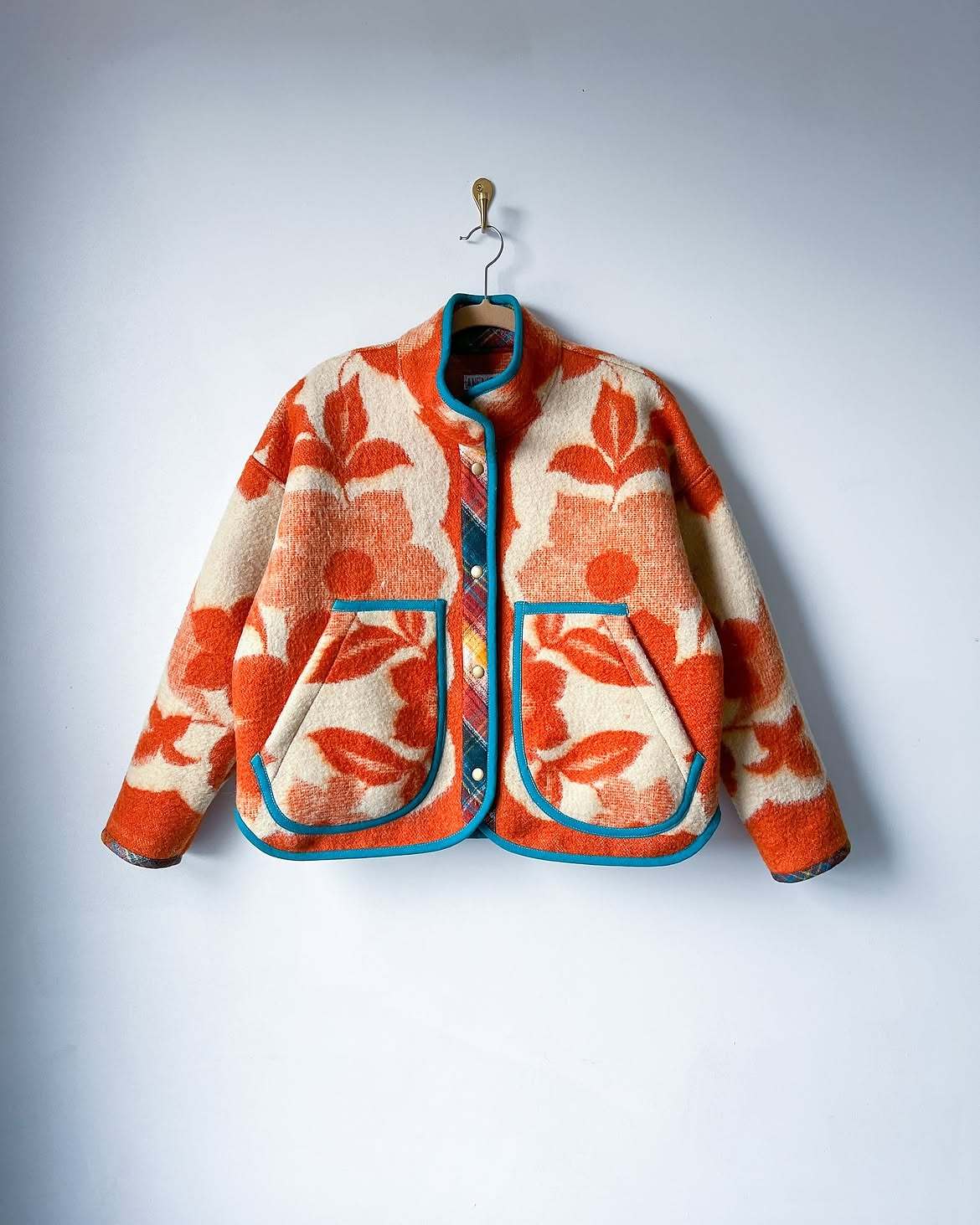 Vintage Floral Wool Blend Cropped Jacket
