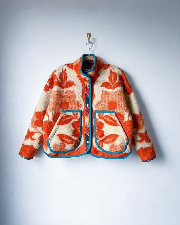 Vintage Floral Wool Blend Cropped Jacket