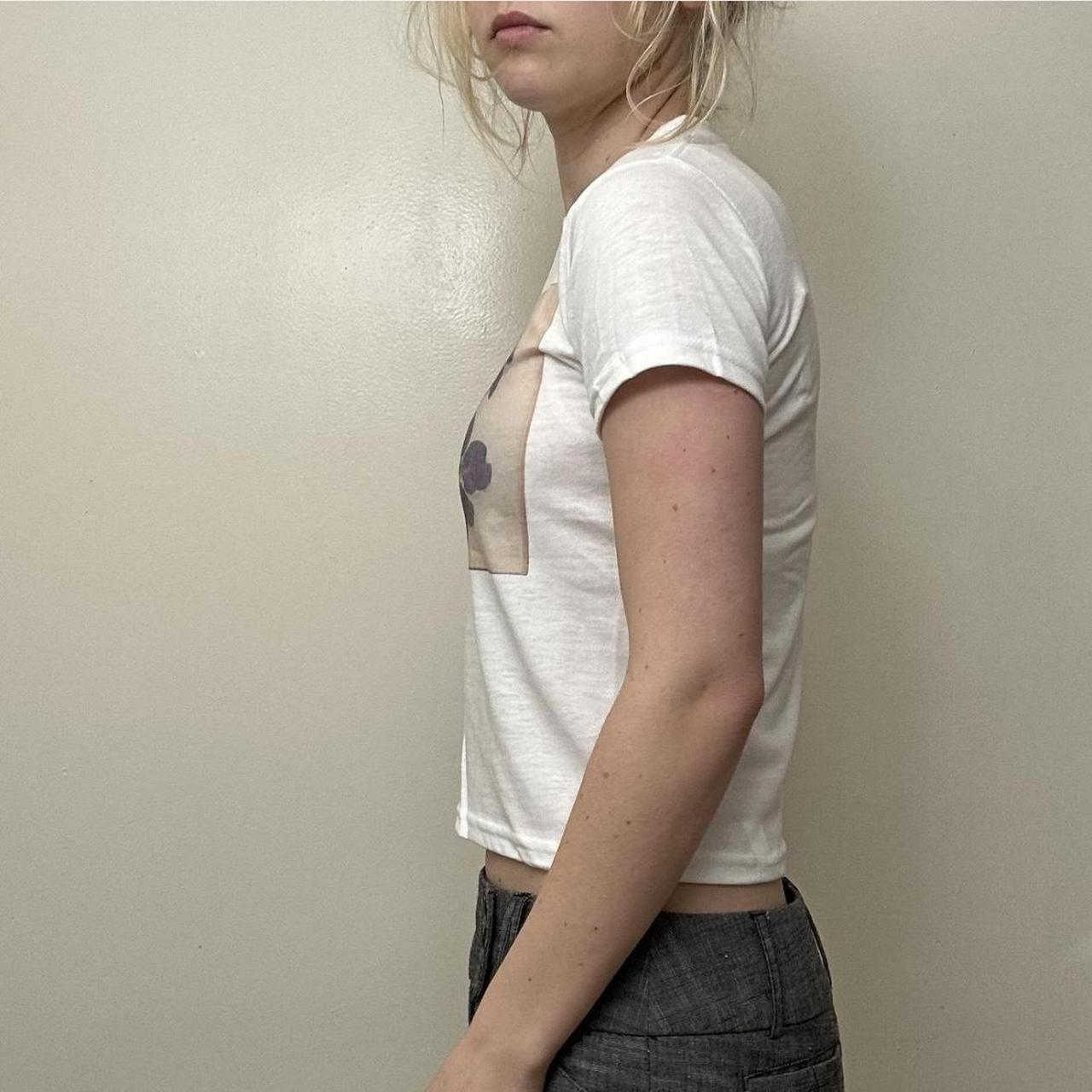Women's White and Grey T-shirt