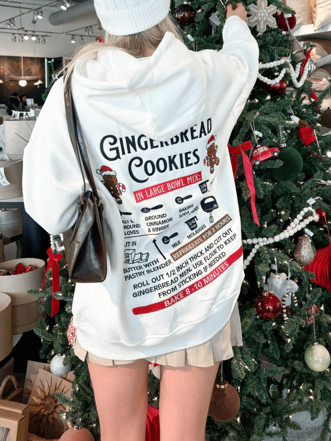 Gingerbread Recipe Christmas Embroidered Hoodie