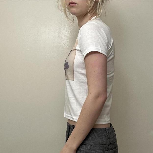 Women's White and Grey T-shirt