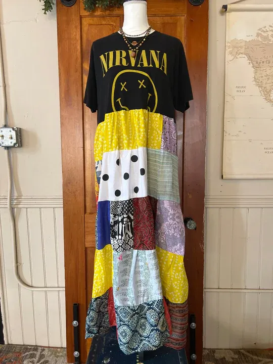 Nirvana patchwork maxi dress