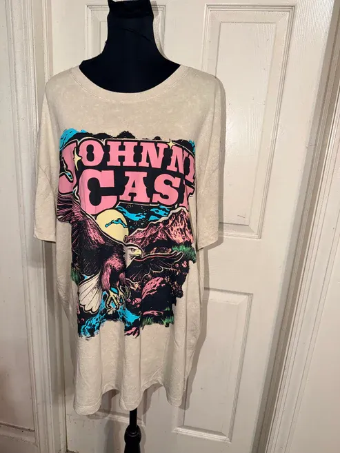Johnny Cash Double Sided Oversized Distressed Tee