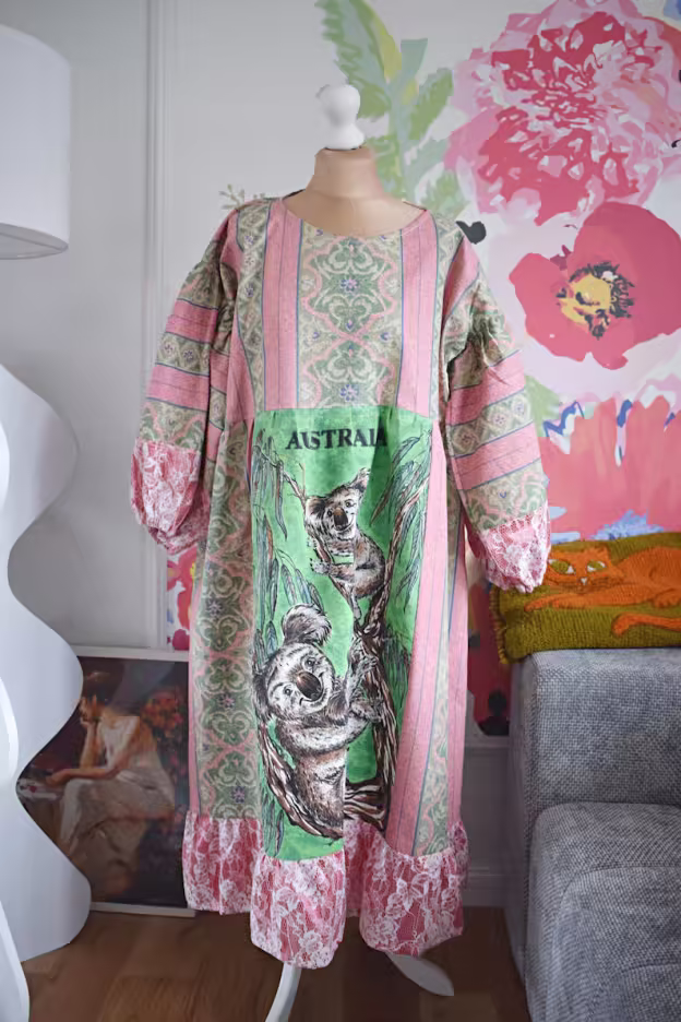 Australia Koala Print Lace Trim Dress