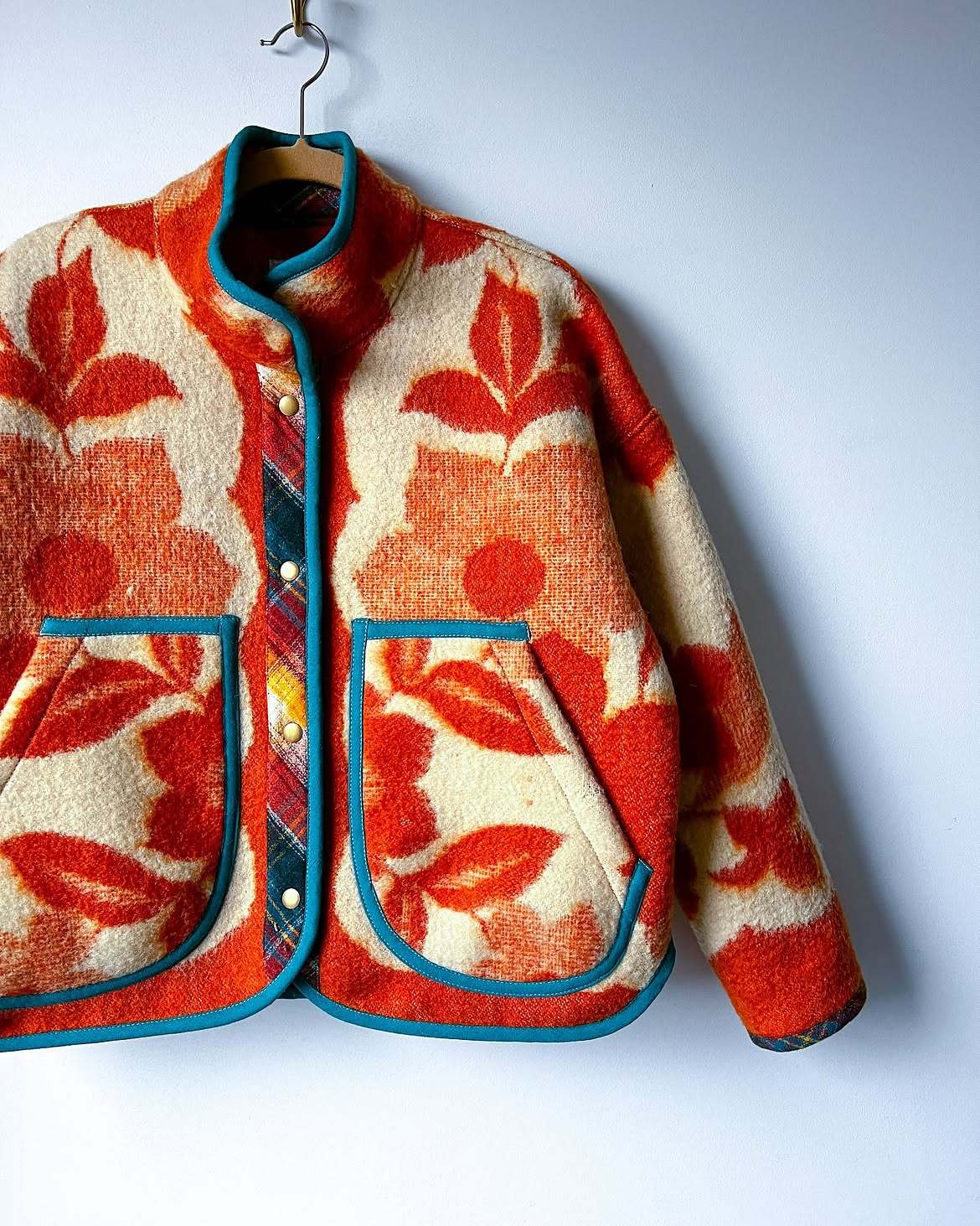 Vintage Floral Wool Blend Cropped Jacket