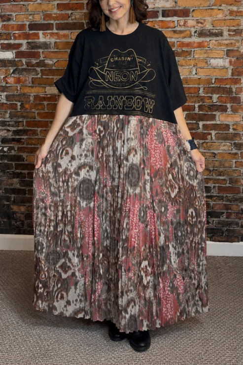 Alan Jackson-Print Patchwork Dress