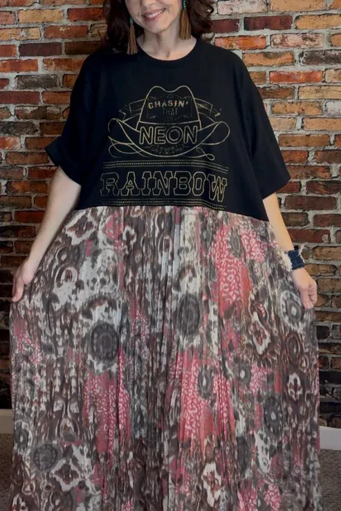 Alan Jackson-Print Patchwork Dress
