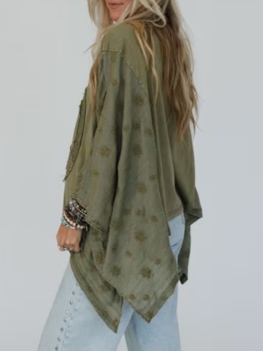 Peace Within Kimono Sleeve Tee Olive