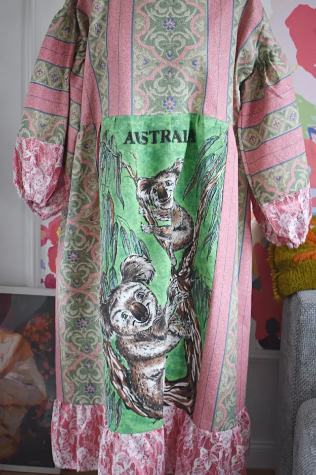 Australia Koala Print Lace Trim Dress