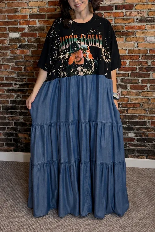 Jason Aldean Printed Patchwork Dress