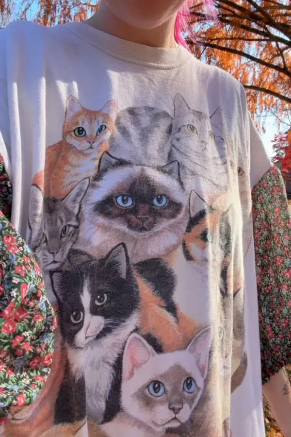 Cat-print Patchwork Dress