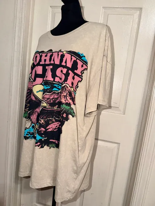 Johnny Cash Double Sided Oversized Distressed Tee