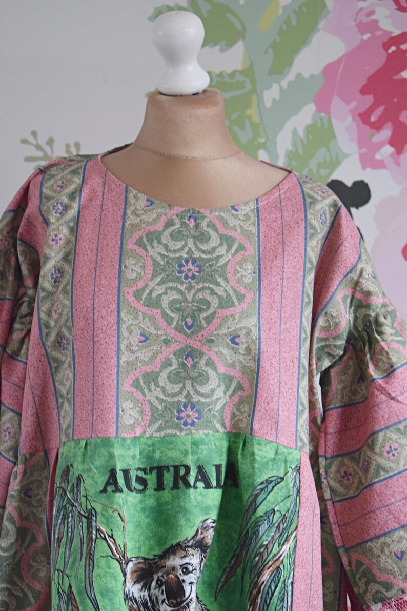 Australia Koala Print Lace Trim Dress