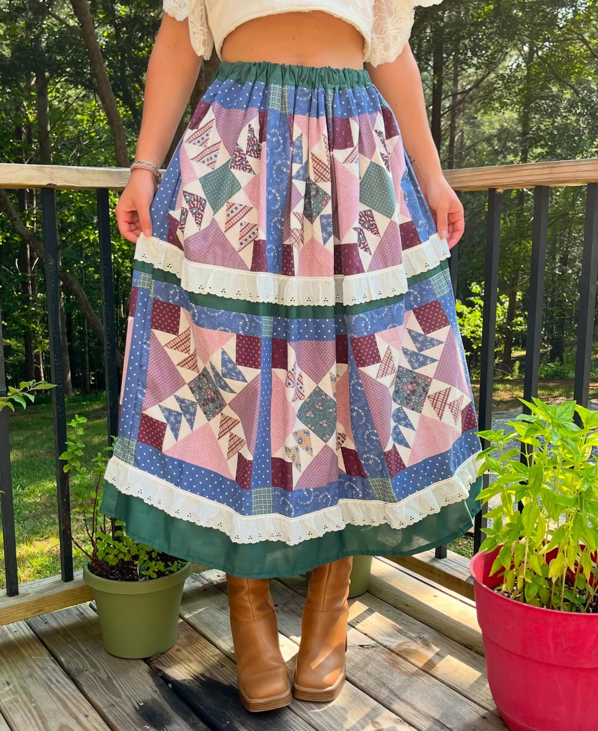 Cottagecore Tiered Patchwork Skirt