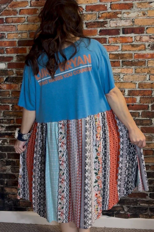 Luke Bryan Printed Patchwork Dress