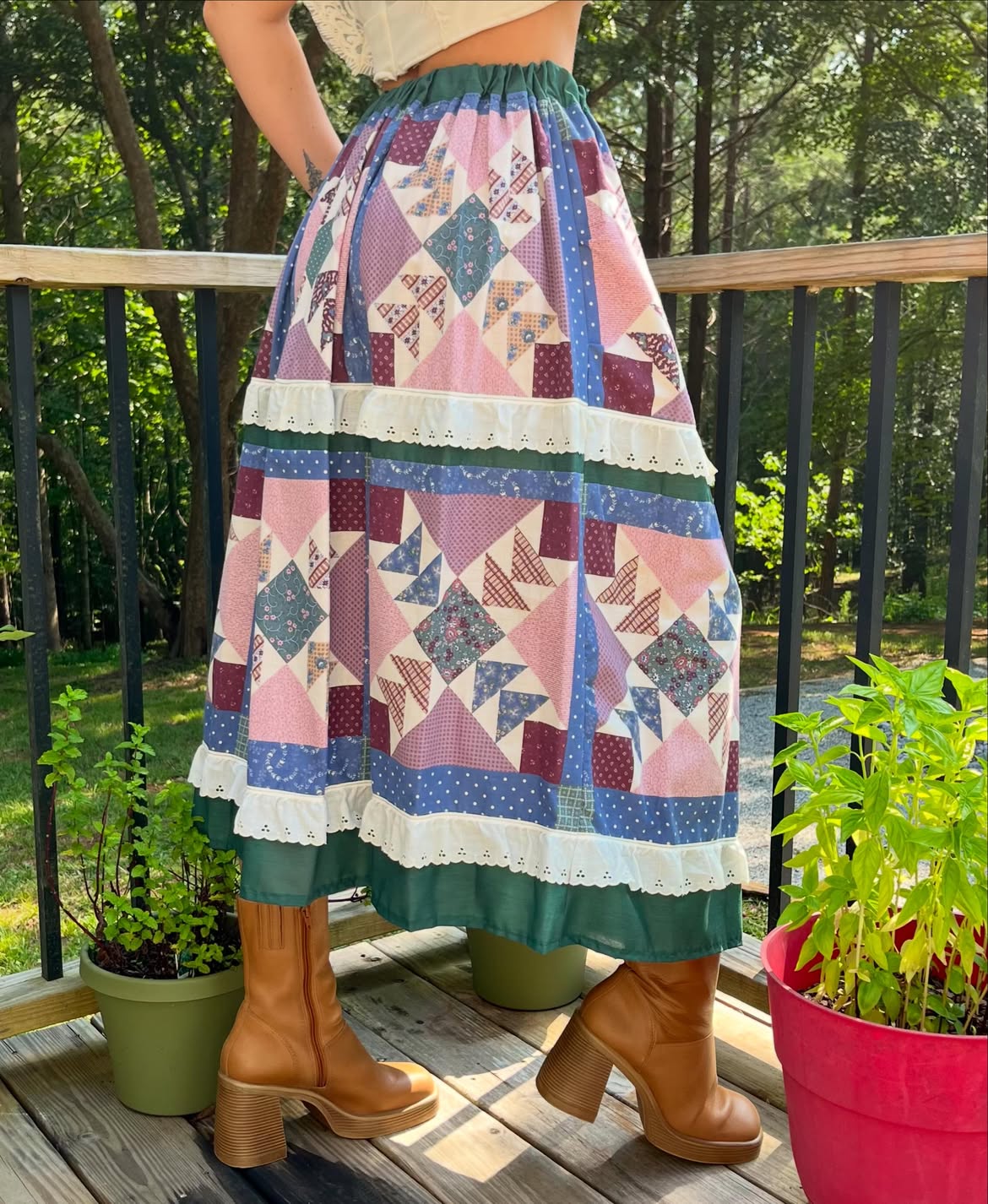 Cottagecore Tiered Patchwork Skirt