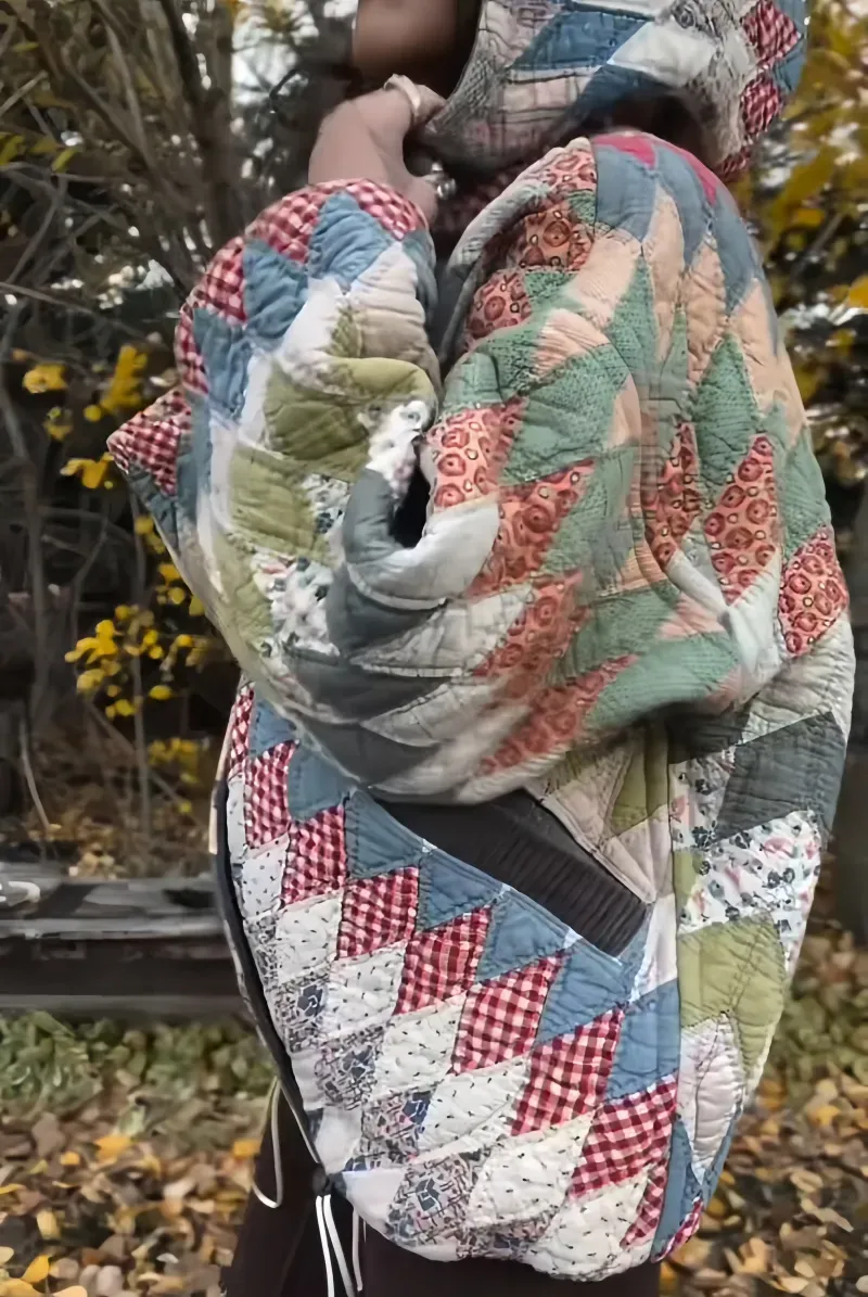 Vintage Quilt Patchwork Hooded Jacket