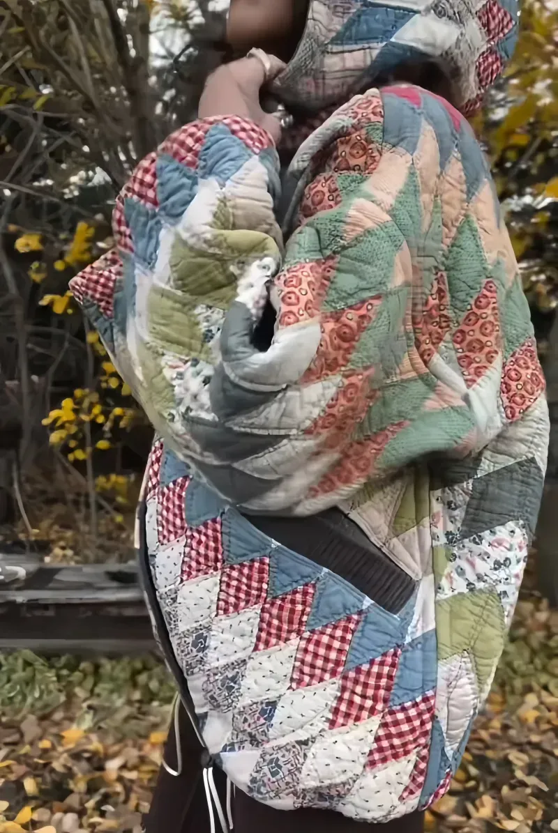 Vintage Quilt Patchwork Hooded Jacket